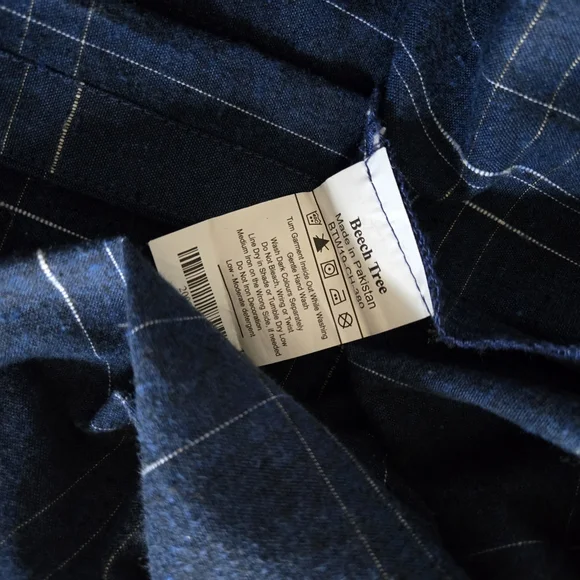 Embroidered Cotton Linen Fabric Denim Blue V Neck Top Size 12 Medium - Picture 6 of 6